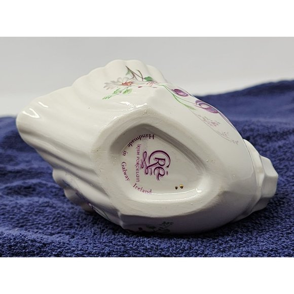 CRE Irish Porcelain‎ Galway Ireland Swan With Hand Painted Flowers Purple/Pink - Picture 7 of 10